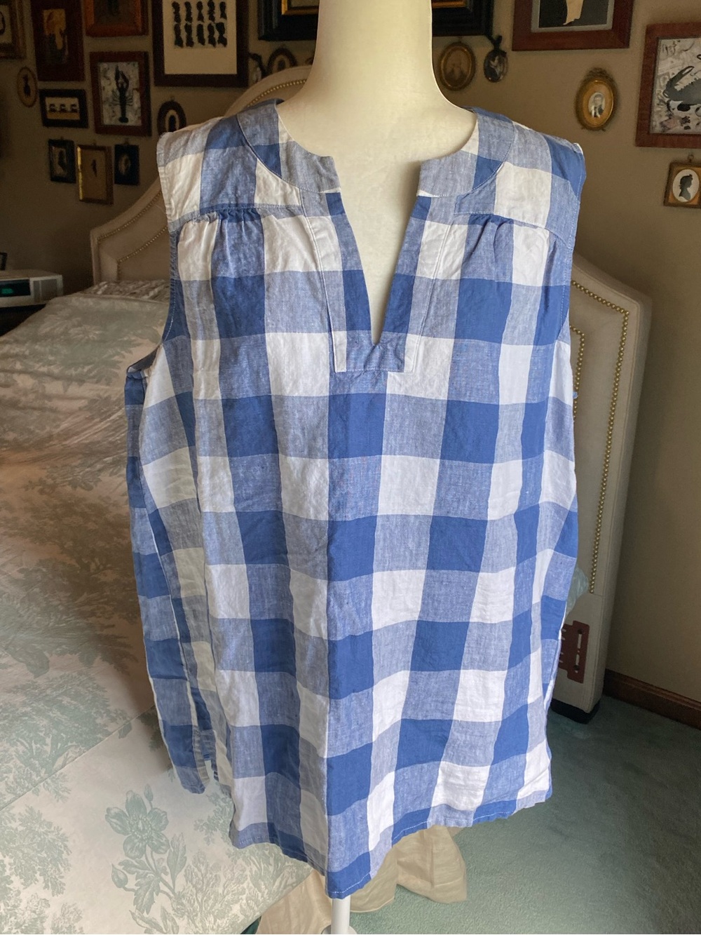 Joules Linen Checkered Sleeveless Too/Tunic